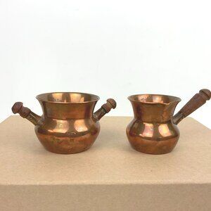 Vintage Copper Creamer and Sugar Bowl Set Denmark 2" tall